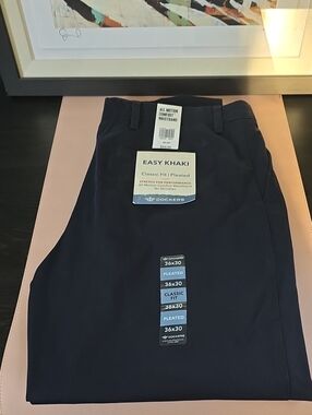 Dockers Easy Khaki Classic Fit Pleated Pants - Navy